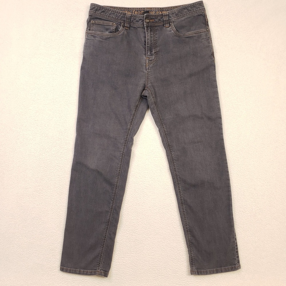 prAna Bridger Jean Mens 33x28 Gray Slim Fit Organic Cotton Stretch M4BD30315
